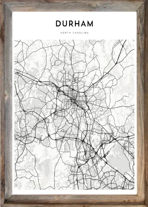 Framed Durham Map 1 Framed Durham Map