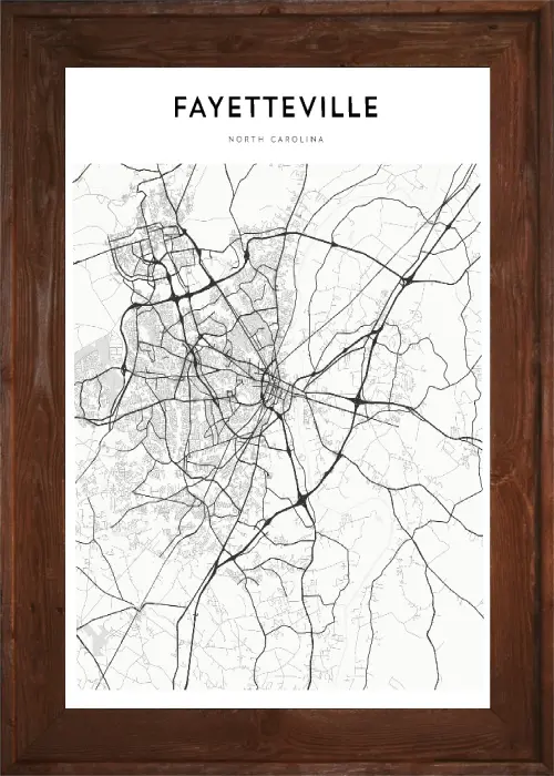 Framed Fayetteville Map 3 Framed Fayetteville Map Dark