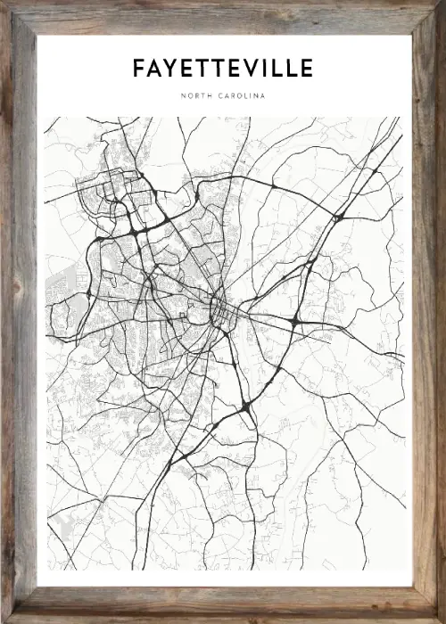 Framed Fayetteville Map 1 Framed Fayetteville Map
