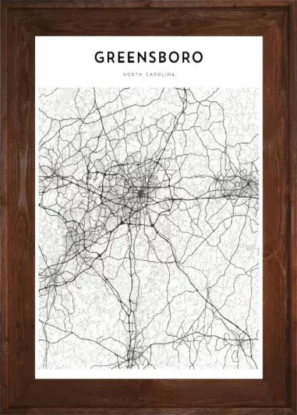 Framed Greensboro Map Dark