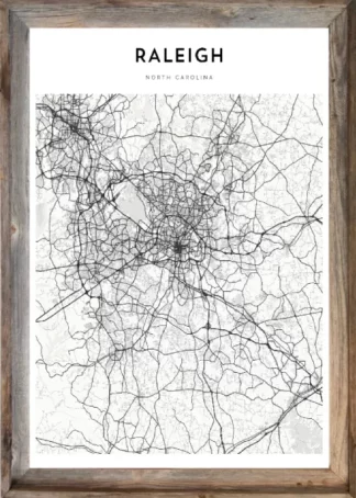 Framed Raleigh Map