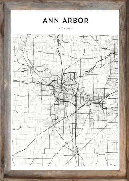 Framed Ann Arbor Map 1 Framed Ann Arbor Map