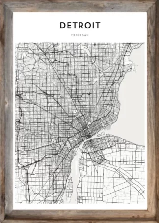 Framed Detroit Map
