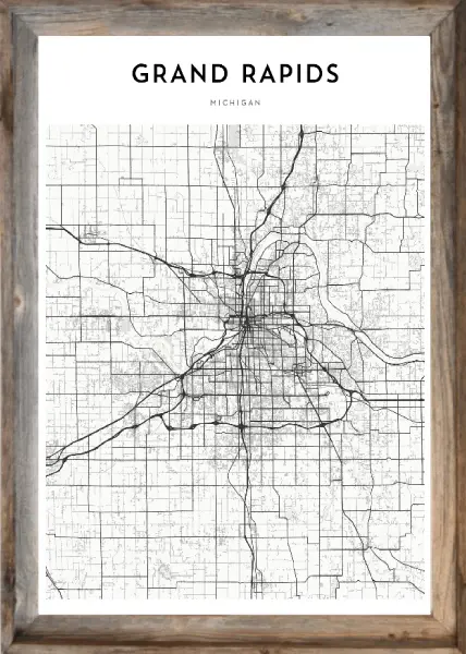 Framed Grand Rapids Map 1 Framed Grand Rapids Flag