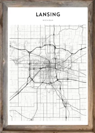 Framed Lansing Map