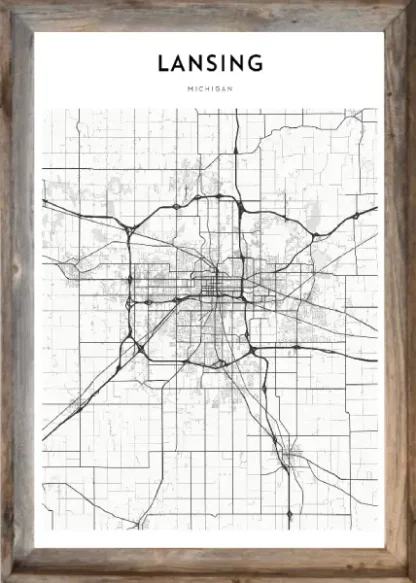 Framed Lansing Map