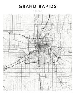 Framed Grand Rapids Map 4 Grand Rapids Map
