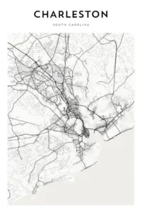 Framed Charleston Map 4 Charleston Map