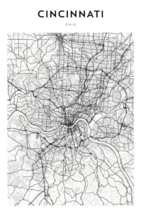 Framed Cincinnati Map 4 Cincinnati Map
