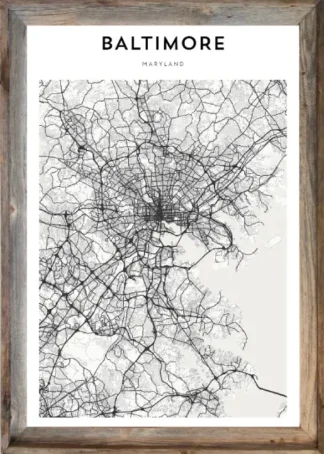 Framed Baltimore Map