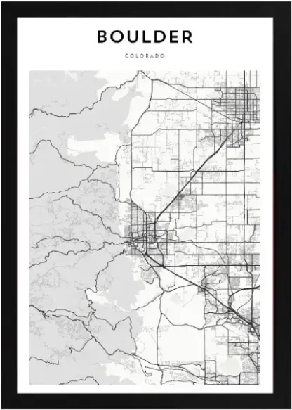 Framed Boulder Map Black
