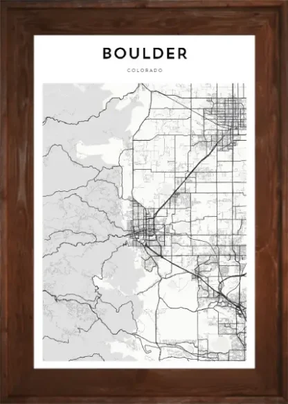 Framed Boulder Map Dark