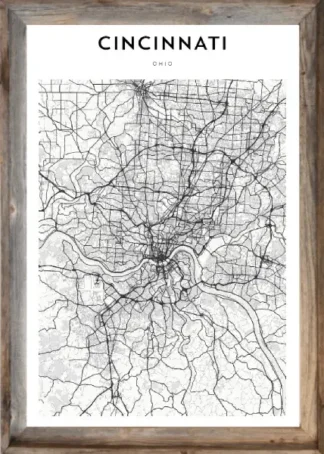 Framed Cincinnati Map