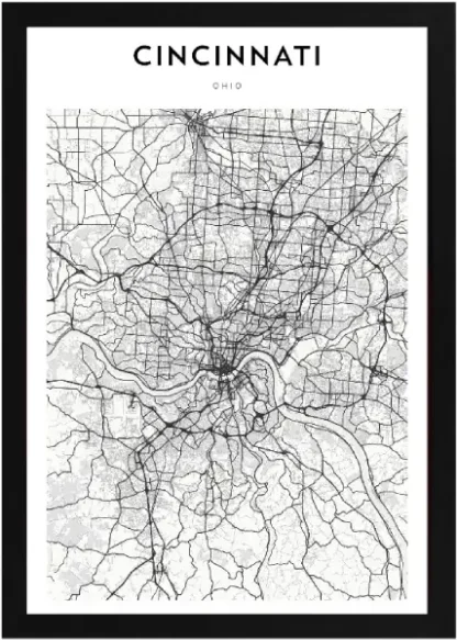 Framed Cincinnati Map - Framed Favorites