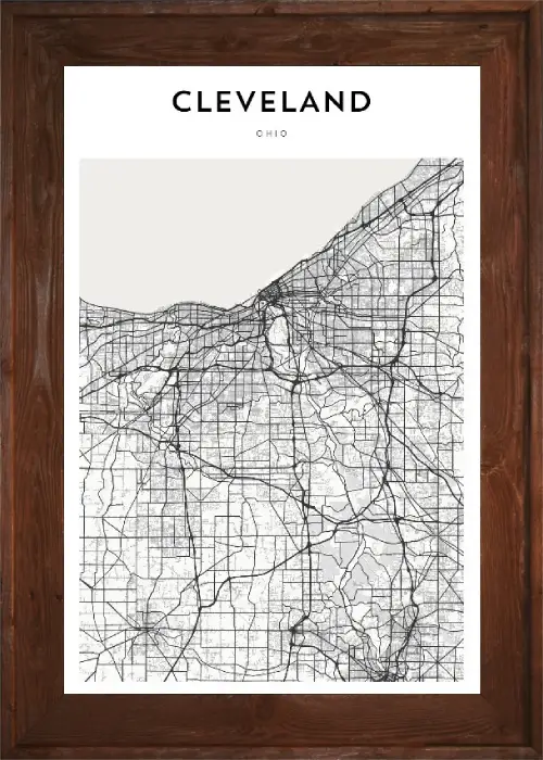 Framed Cleveland Map 3 Framed Cleveland Map Dark
