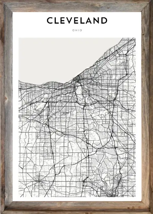 Framed Cleveland Map 1 Framed Cleveland Map