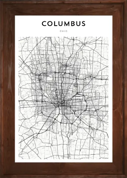 Framed Columbus Map 3 Framed Columbus Map Dark