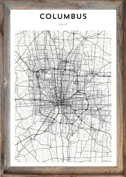 Framed Columbus Map 1 Framed Columbus Map