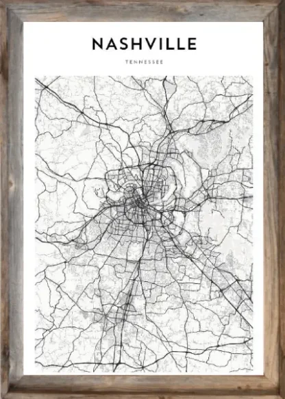 Framed Nashville Map