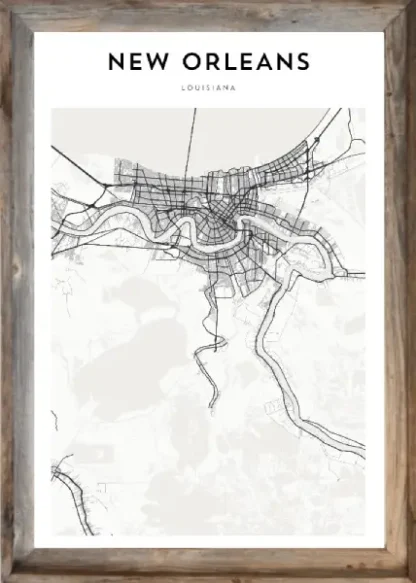 Framed New Orleans Map