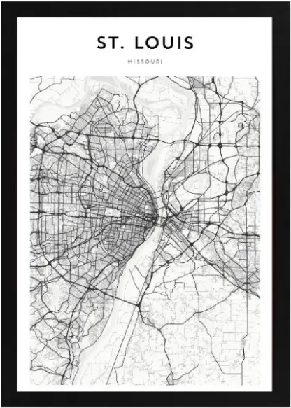 Framed St. Louis Map Black