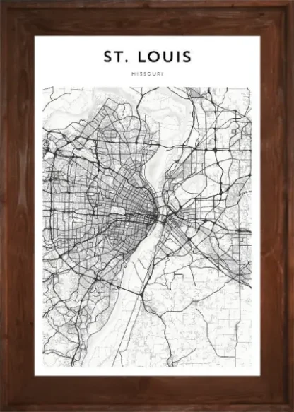 Framed St. Louis Map Dark