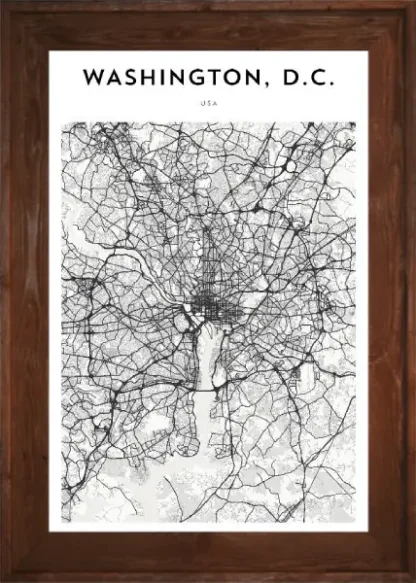 Framed Washington DC Map Dark